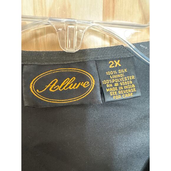 Allure Vintage Rare Unique Silk Jacket Frayed Ribbon Accents Detail Size 2X - Picture 5 of 8